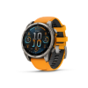 Poza cu Ceas Garmin Fenix 8 Sapphire Titanium 47mm AMOLED Graphite/Spark Orange