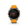 Poza cu Ceas Garmin Fenix 8 Sapphire Titanium 47mm AMOLED Graphite/Spark Orange