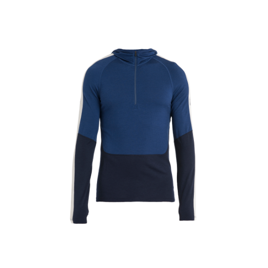 Poza cu Bluza Barbati Icebreaker 200 Sonebula LS Half Zip Hood Navy/Royal Navy/Snow/CB