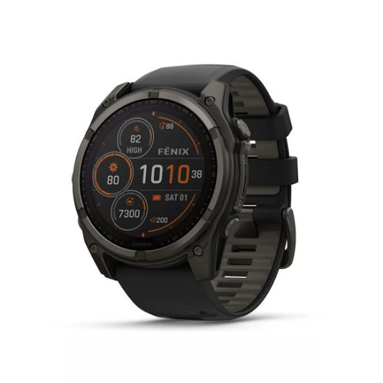 Poza cu Ceas Garmin Fenix 8 SOLAR Sapphire Titanium 51mm Carbon Grey/Black