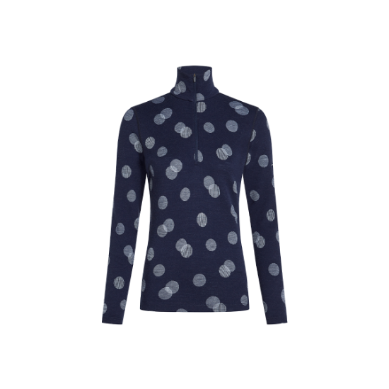 Poza cu Bluza Dama Icebreaker Merino 260 Vertex Thermal Half Zip Falling Flakes Midnight Navy/Snow